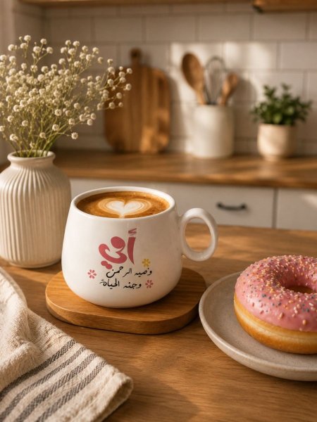 فنجان مع كوستر خشب أمي وصية الرحمن